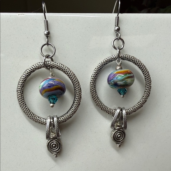 Jewelry - Silver and Multicolor Dangle Earrings